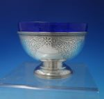 H.A. English Sterling Silver Sweet Meat Dish Bright-Cut w/Ivy Cobalt Liner #5524