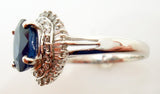 Platinum 1.42ct Blue Genuine Natural Sapphire and Diamond Ring w/ Report (#J487)