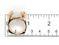 14k Yellow Gold Heavy Custom Australian Genuine Natural Opal Ring 9.5 (#J7314)