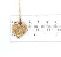 9k Yellow Gold Heart Shaped Locket with Engraved Flowers (#J6431)