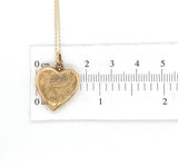 9k Yellow Gold Heart Shaped Locket with Engraved Flowers (#J6431)