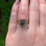 10k Yellow Gold 2.47ct Moss Genuine Natural Agate Ring Size 6 Jewelry (#J6787)