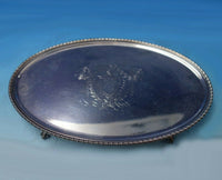 English Silverplate Salver Tray Oval w/ Crest and Lion Feet 7 3/4" x 5 (#5541)