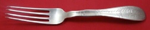 Lap Over Edge Acid Etched by Tiffany Sterling Silver Dinner Fork w/ Birds 8"
