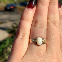 8k Yellow Gold Victorian Genuine Natural Opal Ring Size 7.25 Jewelry (#J6357)