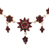 Genuine Natural Bohemian Garnet Necklace Rosettes and Drops (#J5502)