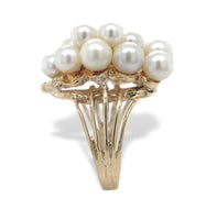 14k Yellow Gold Cocktail Ring with 16 Cultured Akoya Pearls Size 5.75 (#J7109)