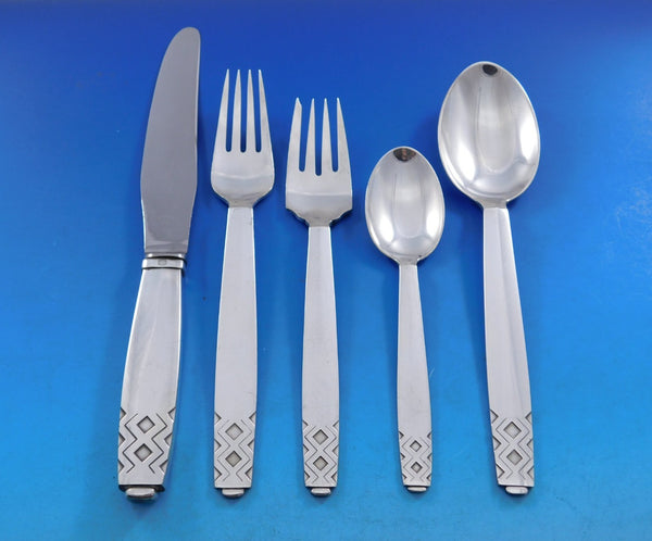 Mayan by Georg Jensen Sterling Silver Flatware Set 8 Service 41 pcs Dinner Rare