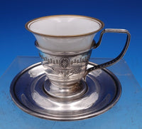 Webster Sterling Silver Demitasse Cup w/Rosette Pierced w/Liner Saucer (#6313)