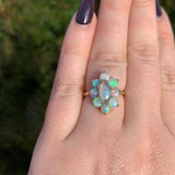 14k Yellow Gold Marquise Genuine Natural Opal Cluster Ring Size 6.25 (#J6493)