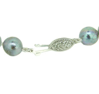 8.5mm Blue Akoya Strand of Pearls Necklace with 14k White Gold Clasp (#J4571)