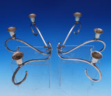 Sciarrotta Sterling Silver Candlestick Pair 3-Light All Sterling Handmade #7952