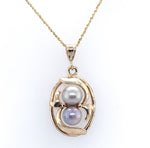 14k Yellow Gold Cultured Pearl Pendant with Chain Contemporary Jewelry (#J6225)