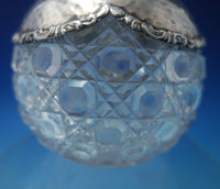 English Sterling Silver Dresser Jar Hand Hammered with Cut Crystal (#5480)