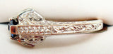 18k Gold Art Deco Style Genuine Natural Blue Sapphire and Diamond Ring (#J2699)
