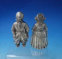 German .800 Silver Salt and Pepper Shaker Set 2pc Form of Dutch Boy Girl (#5704)