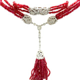 14k White Gold 163 Carats Genuine Natural Ruby Bead Necklace (#J5340)