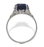 10k White Gold Genuine Natural Lapis Filigree Ring Size 7 Jewelry (#J7368)