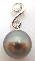 18k Gold Pendant with 9.7mm Black Pearl (#J1091)