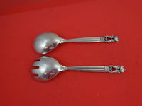 Acorn by Georg Jensen Sterling Silver Salad Serving Set 2pc FH AS rounded 8"