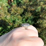 14k Gold Filigree Genuine Natural Rock Crystal Diamond Ring Size 5 (#J6496)
