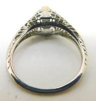 18k White Gold Genuine Natural Diamond Filigree Ring .45ct European (#J779)