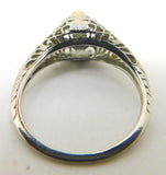 18k White Gold Genuine Natural Diamond Filigree Ring .45ct European (#J779)