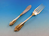 Grande Baroque Gold Accent by Wallace Sterling Silver Flatware for 12 Set 65 pc