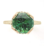 14k Yellow Gold 2.94 Carat Green Genuine Natural Tourmaline Ring 5.25 (#J6925)