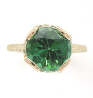 14k Yellow Gold 2.94 Carat Green Genuine Natural Tourmaline Ring 5.25 (#J6925)