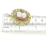 14k Yellow Gold Victorian Stone Cameo and Pearl Pin Pendant (#J5011)