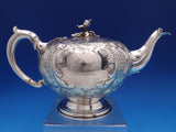 Elkington English Victorian Sterling Silver Tea Pot 3-D Finial Chased (#8437)