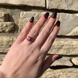 14k White Gold Filigree Ring with Synthetic Lab-Created Ruby Size 6.5 (#J6304)