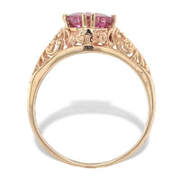 14k Yellow Gold Filigree 1.32 Carat Pink Genuine Natural Spinel Ring (#J7196)