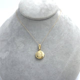 Italian 14k Yellow Gold Round Locket Necklace with Chain Jewelry (#J7610)
