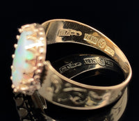 18k and 14k Yellow Gold 1.74 Carat Australian Genuine Natural Opal Ring (#J6571)