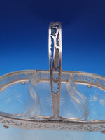 Meriden Brittania Sterling Silver Cut Crystal Relish Dish with Handle (#8117)