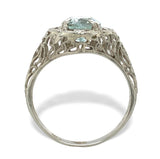 14k White Gold Filigree Ring with 1.69ct Genuine Natural Aquamarine (#J7206)
