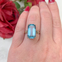14k White Gold 7.92 Carat Genuine Natural Aquamarine Ring Size 8 (#J7202)