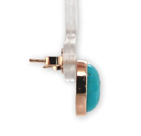 14k Rose Gold Genuine Kingman Turquoise Stud Earrings 4.24 Carat TW (#J7142)