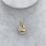 14k Yellow Gold Oval Locket with Engraved Flowers and 14k Chain (#J7102)