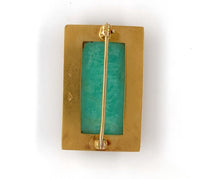 14k Gold Aventurine Quartz Pin Victorian Hand Engraved Diamond Accents (#J6252)