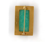14k Gold Aventurine Quartz Pin Victorian Hand Engraved Diamond Accents (#J6252)