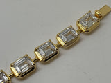 Anna Zuckerman Luxury Diamond-Coated CZ Link Tennis Bracelet 925 Silver New