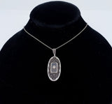 14k Gold Art Deco Genuine Natural Rock Crystal Quartz Filigree Pendant (#J6275)