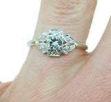 Antique Platinum 1/2 Carat Genuine Natural Diamond Ring (#J4774)