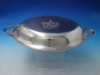 Gadroon English Silverplate Vegetable Dish Covered w/ Coat of Arms c1920 (#5996)