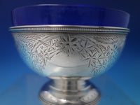 H.A. English Sterling Silver Sweet Meat Dish Bright-Cut w/Ivy Cobalt Liner #5524