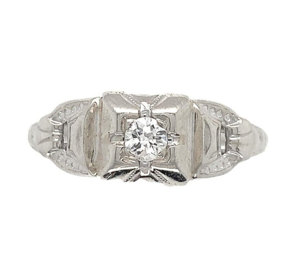 14k Vintage .08ct European Cut Genuine Natural Diamond Ring Size 6 (#J6902)