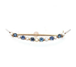 14k Yellow Gold Montana Sapphire and Pearl Crescent Pin (#J5469)